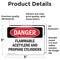Signmission Flammable ACETYLENE And Propane Cylinders Danger Sign, Vinyl Decal, 5in W x 3.5in L, 2PK OS-2PACK-DS-D-35-L-2053 - alternate 3